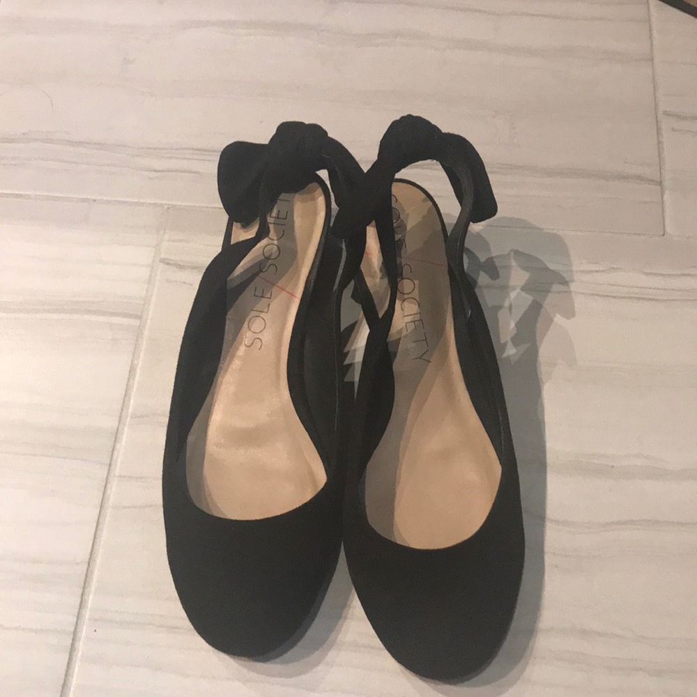 Black suede sling back